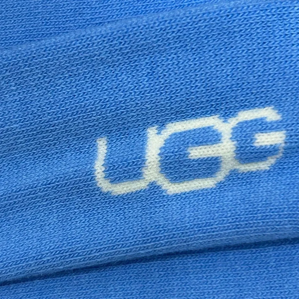 UGG Socks Womens Size OS Blue Crew Geometric Trim Casual Comfort Soft